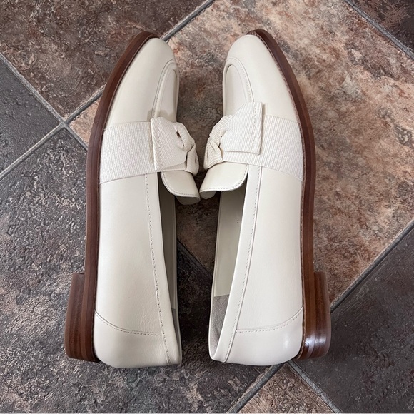 Quince Italian Leather Bow Penny Loafer Women’s Size 10 White Cream Bone Preppy - Picture 7 of 7